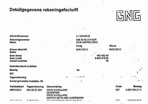 bankafschrift Amstelveen